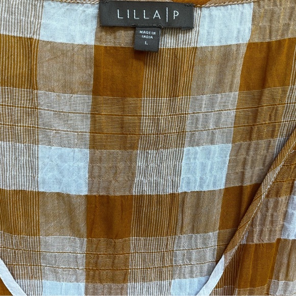 LILLA P SEMI SHEER PLAID DRESS SIZE LARGE PREPPY EFFORTLESS CASUAL Picnic Pin Up - Picture 7 of 14